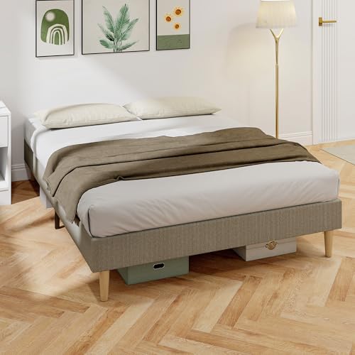 HOMCOM Cadre de lit 140 x 190 cm avec sommier