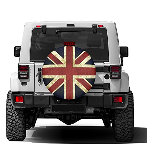Image of Vintage Union Jack British Flag Spare Tire Cover Dust-Proof Wheel Tire Cover Fit Trailer, RV, SUV and Many Vehicle 17 Inch