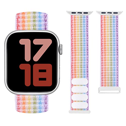 Nylon Sport Band For Kids Apple Watch Bands, Designed For Boy Girl Women Small Wrists Watch Bands, Compatible With Iwatch Series 7/6/5/4/3/2/1/Se 38/40 41/42/44/45Mm (38/40/41Mm, Rainbow) #TOP5