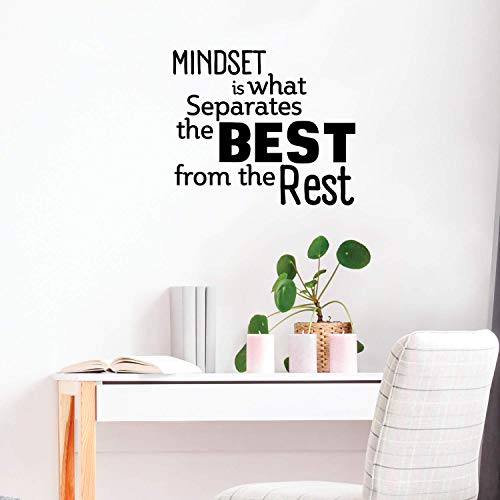Mindset Is What Separates Best From The Rest - Inspirational Quotes Wall Art Vinyl Decal - 23" X 27" Decoration Vinyl Stickers - Motivational Wall Art Decals - Home Office Room Decor (Black) #TOP3