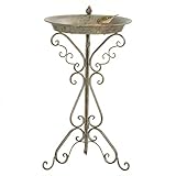 Outsunny Vogeltränke Stehend, Vogelbad aus Metall, Vogelbecken Wassertränke für Wildvögel, Wasserschale mit dekorativem Standfuß für Garten Terrasse Balkon 48 x 42 x 75 cm, Kühles Aschgrün