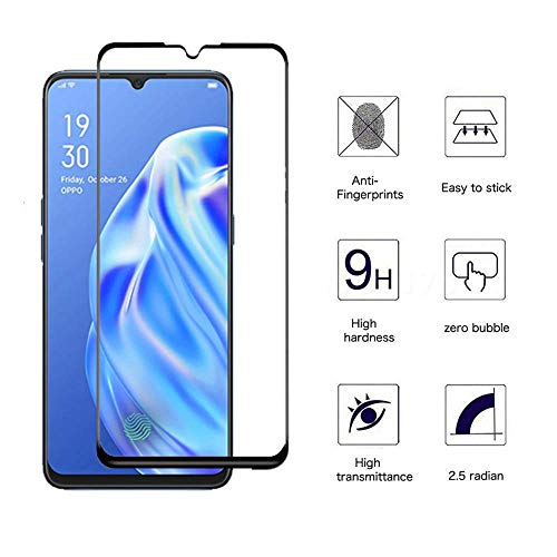 Image of Screen Protector for Oppo F15 / A91 / Reno 3 (Black) Tempered Glass Edge-to-Edge 6D Screen Guard With Installation Kit