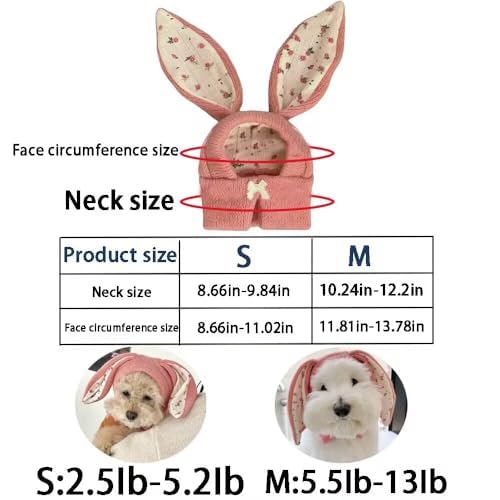 Rabbit Quiet Ears for Dogs Pet Ear Muffs Noise Protection Knitted Dog Hats Pet Warm Dog Ear Cover Winter Hat Dog Head Wrap Bunny Costume for Cats Pets (Pink - Image 2