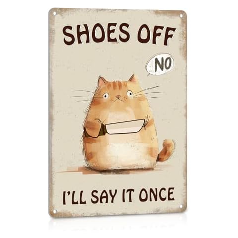 ALREAR Shoes Off Sign Sign No Shoes Sign For House Door Decor, Take Your Shoes Off Sign for Front Door Bedroom Please Remove Your Shoes Sign Metal Signs 8x12 Inches Cover