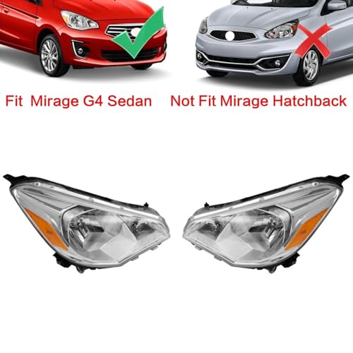 LOSTAR Headlight Headlamp Left Right Pair Fit for 2017 2018 2019 2020 Mitsubishi Mirage G4 by LOSTAR - Image 2