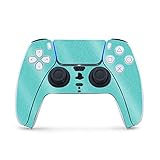 MightySkins Glossy Glitter Gaming Skin for PS5 / PlayStation 5 Controller - Solid Turquoise | Durable High-Gloss Glitter Finish | Easy to Apply and Change Style | Made in The USA