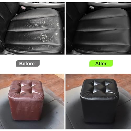 NADAMOO Leather Spray Paint Semi-Gloss Black 2 Cans - Flexible Finish Vinyl Coating for Furniture, Car Seats, Bags, Couches, Shoes, DIY, Home & Auto