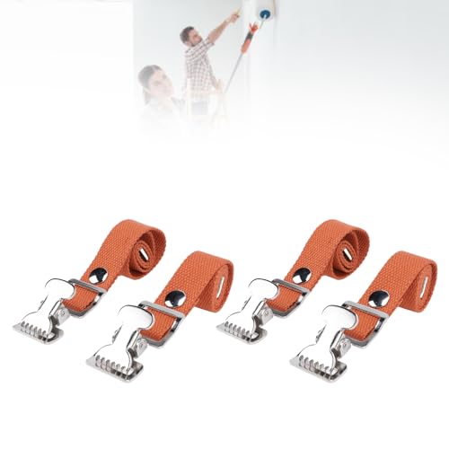 4 Pieces Drywall Stilts, Sancos Aluminum Stilts, Flexible Nylon Aluminum Alloy Buckle Straps Kit (Brown)