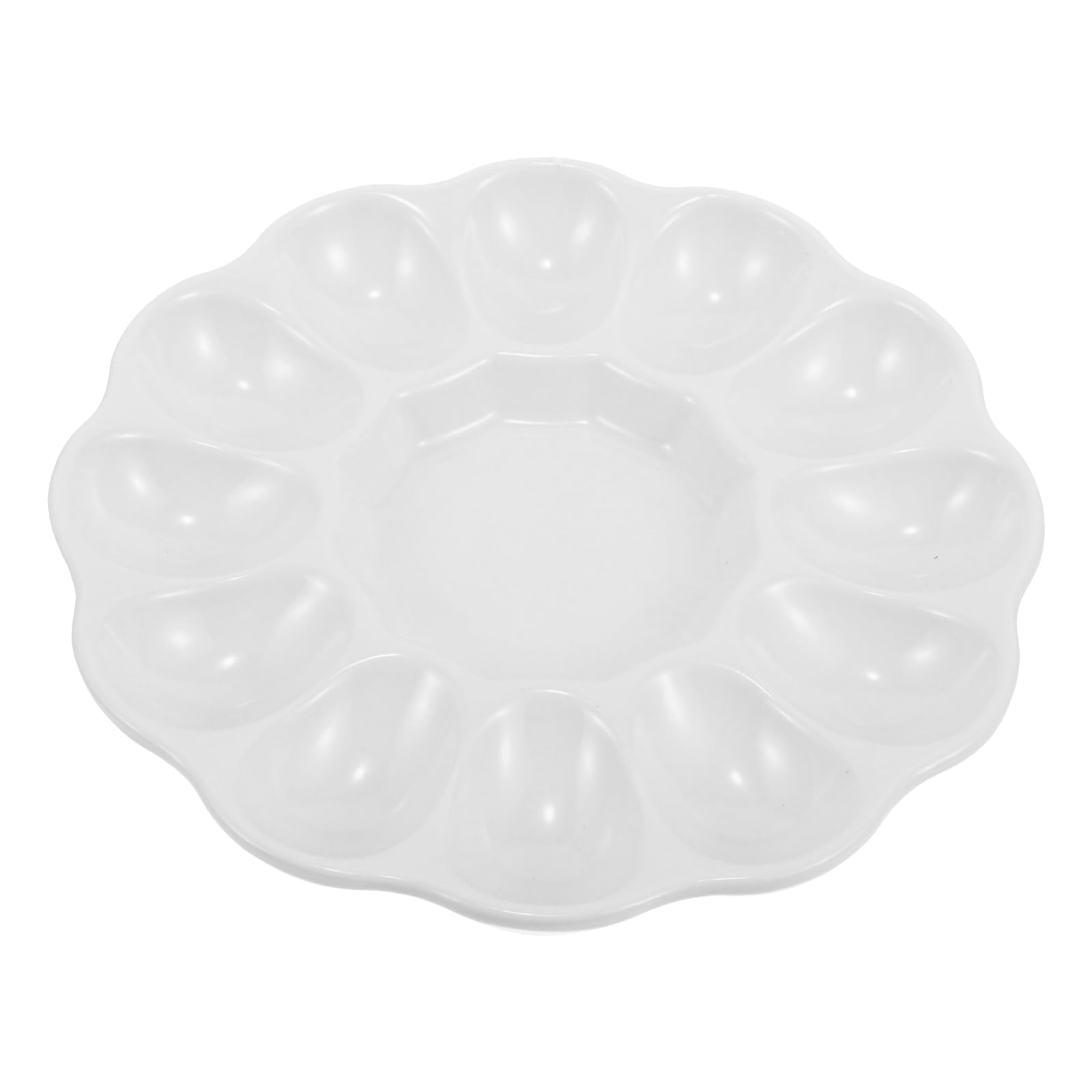 Niltracy Green Deviled Egg Platter Tray, Ceramic Easter Egg Holder, Holds 12 Eggs, Ceramic Dish, Display Holder, Dishwasher Safe, Microwave Safe, Freezer Safe, Sleek (8Inch)