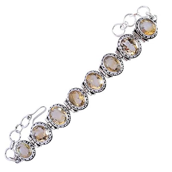 Ravishing Impressions Jewellery - Braccialetto in argento Sterling 925 massiccio con pietra citrina, ideale come regalo per lei FSJ-5497