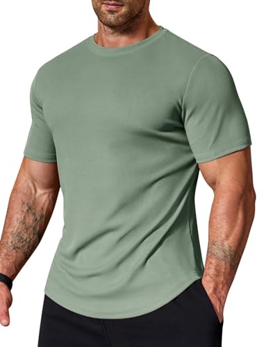 Image of COOFANDY Mens Muscle T Shirts Short Sleeve Slim Fit Tshirts Gym Workout Athletic Crewneck Shirt