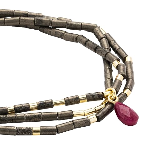 Scout Curated Wears - Teardrop Stone Wrap Pyrite/Fuchsia/Gold - Stone of Positive Energy