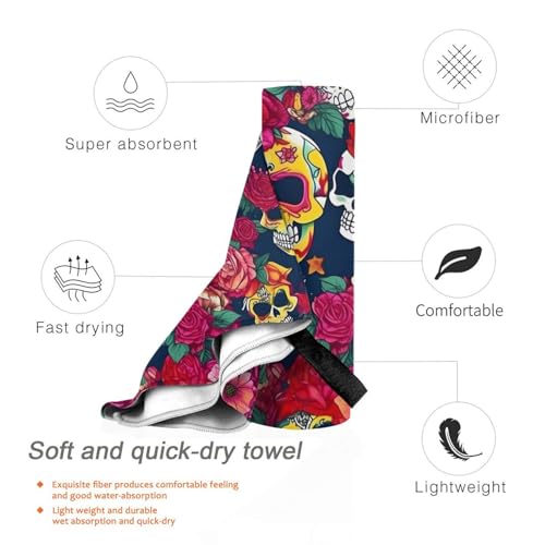 Toalla para piscina grande y suave: diseño de calaveras de azúcar 5