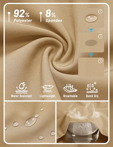TACVASEN Womens Hiking Shorts Quick Dry Lightweight Athletic Summer Shorts with Pockets Sun Protection Casual Travel Khaki L