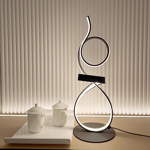 Vlaikez Led 3Color Touch Dimming Table Lamps,Knight Art Lamp，Spiral Lamp，Aluminum Touch Lamps Modern，Living Room Table Lamps, Bedroom Led Bedside Lamp (Black) #TOP1