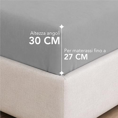 Dreamzie Lenzuola Matrimoniali Maxi Con Angoli Cotone 200X200 Cm, 100% Cotone Jersey Elasticizzato - Grigio - Oeko-Tex Certificato E Ipoallergenico - 3