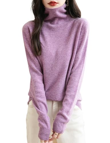 Women's 100% Merino Wool Seamless Sweater Turtleneck First-Line Ready to Wear Long Sleeve Knitted Pullover Tops