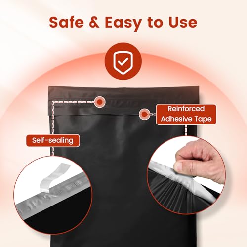 Image of Metronic Poly Mailers 14.5x19 400 Pack Large Shipping Bags for Clothing Bulk,Self Adhesive Shipping Envelopes for Small Business,Waterproof Mailers Poly Bags for Shipping,Packaging Mailing Bags Black