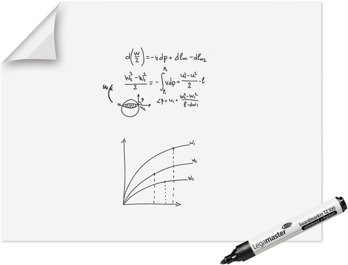 Legamaster Magic-Chart Whiteboard Foil - Static self-Adhesive - White - 120x90cm - wipeable and rewritable - incl. 1 Board Marker - 15 XL Sheets