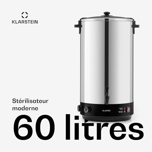 Klarstein KonfiStar 60 Stérilisateur, Cuve à Conserves 60 L, Distributeur Boissons Chaudes, 30-110°C, Minuterie 20-120 min, Maintien au Chaud, Intérieur Inox Neutre, Inox Poli – vue 2