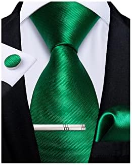 DiBanGu Men's Solid Tie Silk Necktie and Pocket Square Wedding Tie Cufflinks Set Formal