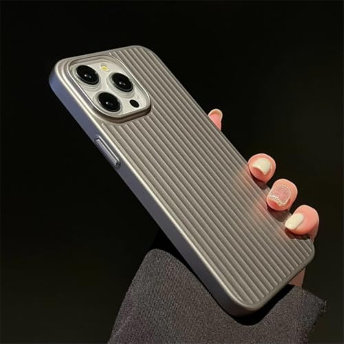 Coque iPhone 16 Pro luxe argentée à rayures métallisées chic et mate - 5