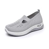 XCMXBM Orthopädische Damenschuhe, leichte H-Typ-Mesh-Schuhe, Slip-On-Wanderschuhe, Sommer-Outdoor-Sportschuhe (Grau, Erwachsene, Damen, 39, Numerisch, EU Schuhgrößensystem, M)