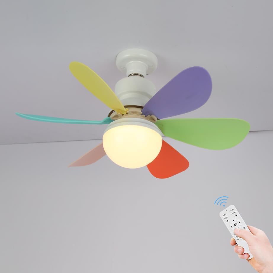 Ventilador de techo con control remoto de luz 16.5", tornillos en ventilador de techo en base E26E27 (colorido)