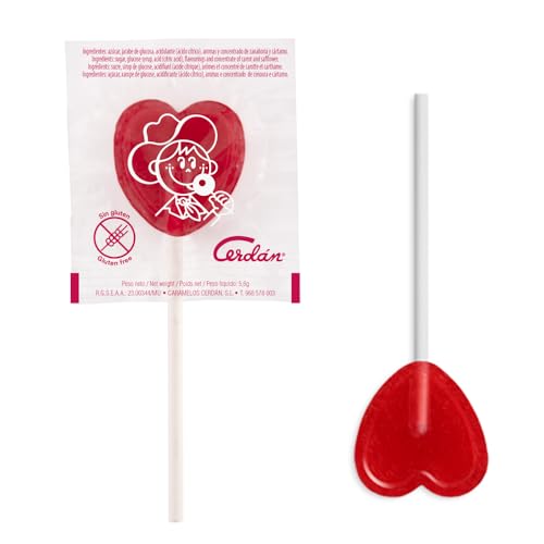 Miniatura 2 de Caramelos Cerdán - Piruletas Mini Corazón Sabor Cereza Bolsa De 150 Unidades Caramelo Duro Con Palo Sin Gluten Ni Alérgenos Ideal Para Fiestas, Eventos Y Cumpleaños