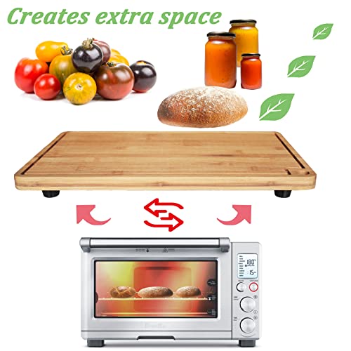 Ansoon Bamboo Wood Cutting Board Compatible With Breville Bov800Xl 860Bss 845Bss, Protects Smart Toaster Oven, With Heat Resistant Silicone Feet And Oven Rack Push Accessories, Creates Storage Space #TOP3