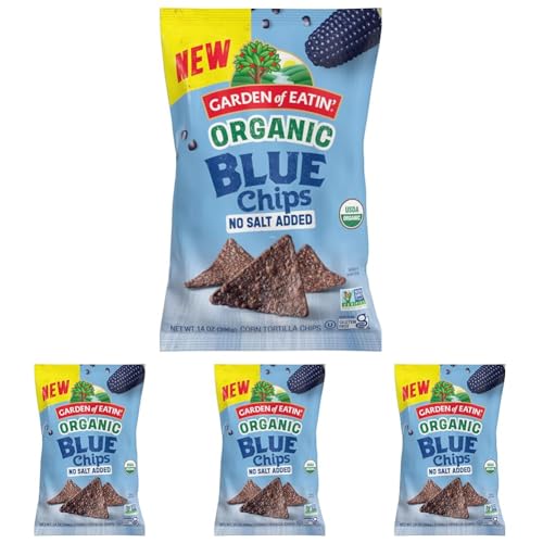 Garden of Eatin' Organic No Salt Blue Corn Tortilla Chip 14 oz (Pack of 4)
