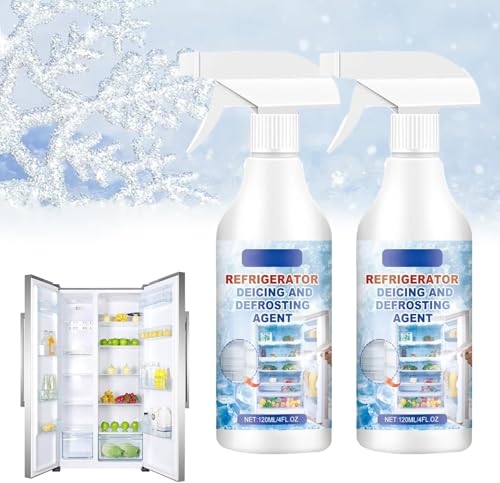 YLBHYIRSJF Spray Descongelador Potente para Frigorífico Y Congelador, 120 Ml Elimina Rápidamente La Acumulación de Hielo, Elimina Rápidamente La Escarcha Y Deja Un Brillo Sin Rayas (2 Unidades)