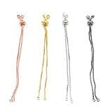 JETEHO 4 PCS Slider Chain for DIY Jewelry Making (Gold,Rose Gold,Gun Black,Silver)