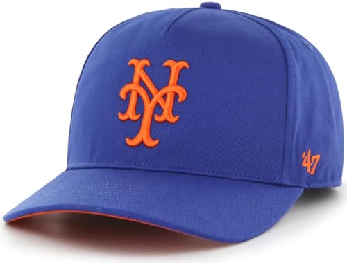 47 MLB Grand Slam Cooperstown Team Color Adjustable Snapback Structured Hat, Adult One Size Fits All - New York Mets, New York Mets Blue