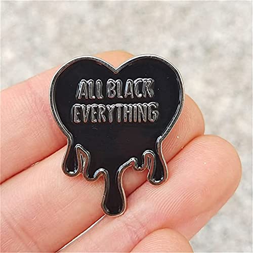 All Black Everything Heart Brooch Black Magic Words Badge Enamel Lapel Pin Diy Clothes Schoolbag Decoration Club Party Lover Girls Women Gift #TOP1