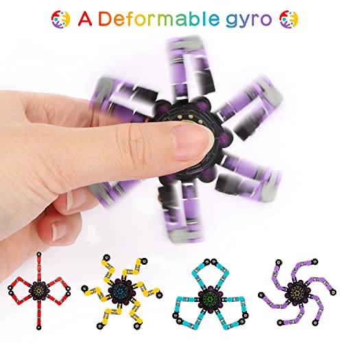 Soullife 12 Pack Transformable Fingertip Gyro Fidget Spinners Bulk Easter Basket Stuffers, Diy Deformable Robot Spinner, Gyro Toys, Stress Relief Fidget Toy For Kids Girls Boys Adults #TOP6