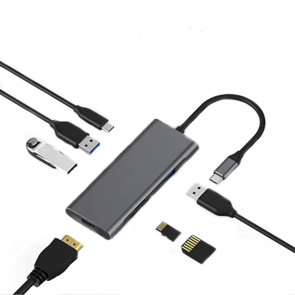 Docking Station-USB C to Dual HDMI Adapter-USB C Hub Dual HDMI Monitors for Windows,USB C HDMI Adapter with 3 USB Ports,USB-C Data Port,SD/Micro Card Reader, Compatible with Windows, Mac, Android etc