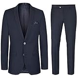 2-Knopf Sakko Paul Malone Herren Anzug Slim fit dunkelblau Uni - AMF Naht - Herrenanzug 2-teilig Sakko und Hose Gr. 44