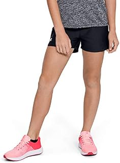 UNDER ARMOUR girls Play Up Workout Gym Shorts, Black (001)/White, Youth Small