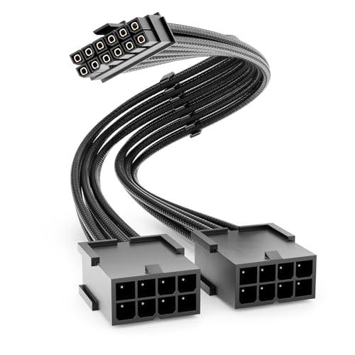 deleyCON 30cm PCIe 12pin Stecker auf 2x8pin Buchse Verlängerungskabel Grafikkarte PCI-E GPU Kabel für GeForce RTX 3070/3080/3080ti/3090