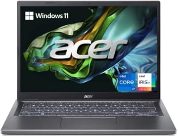 Aspire 5 14 Slim Laptop | 14" WUXGA (1920 x 1200) IPS | Core i7-1355U | Intel Iris Xe Graphics | 16GB LPDDR5 | 512GB Gen 4 SSD | Wi-Fi 6E | USB4/Thunderbolt 4 | Backlit KB | A514-56M-71A9, Gray