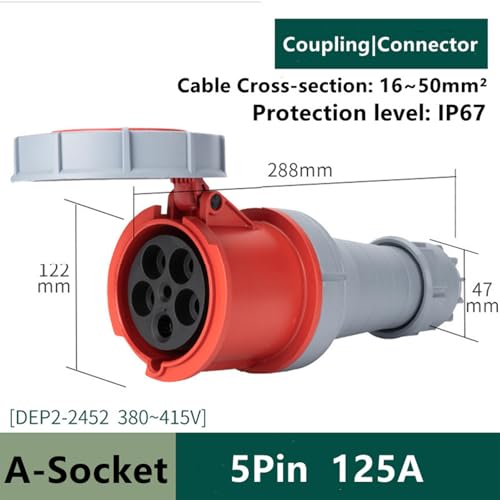 Conector IEC60309 IP67 impermeable y resistente al fuego 125A 6