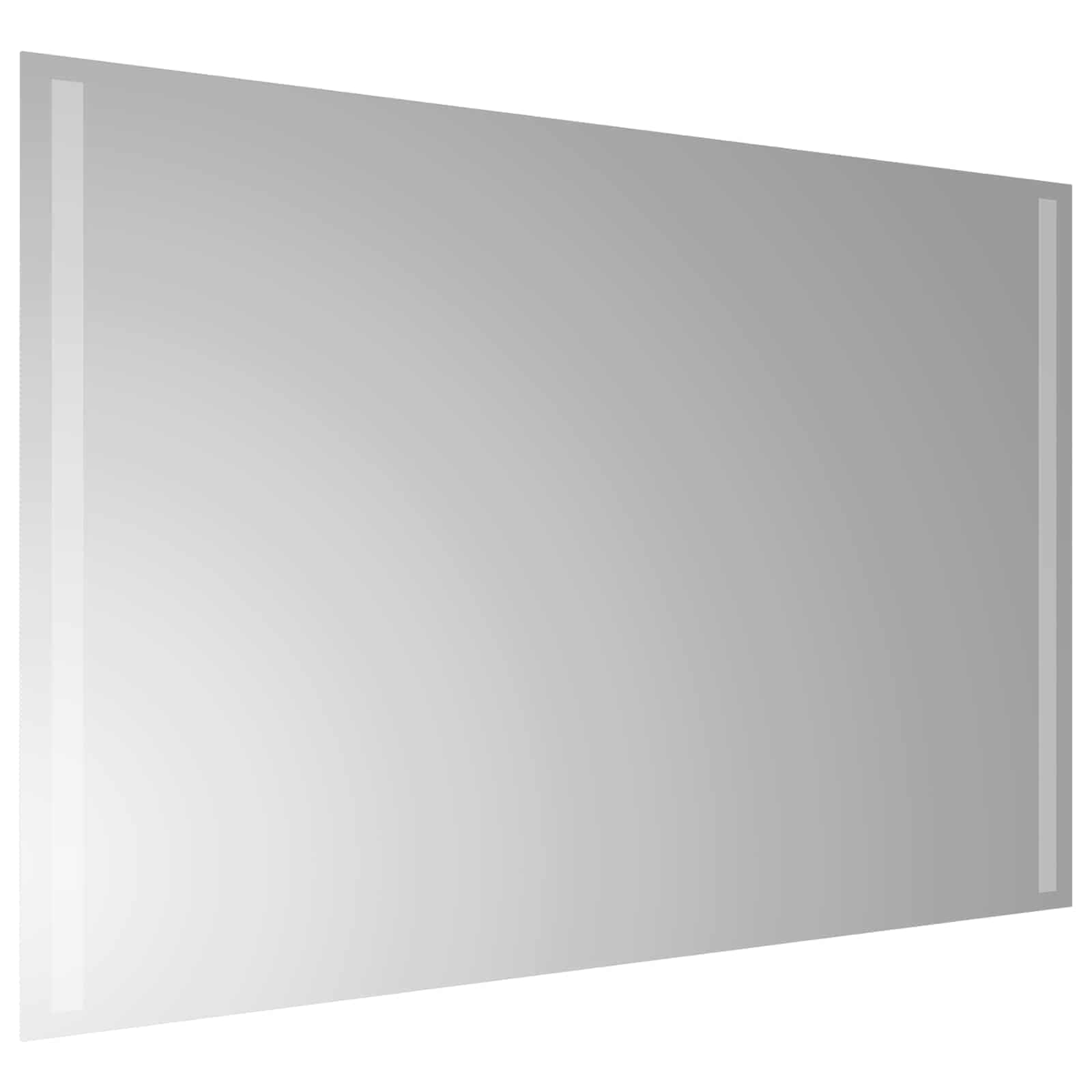 Specchio da bagno a LED, 90 x 60 cm, con vetro temperato, montaggio a parete, elegante accessorio da bagno con illuminazione a LED integrata e struttura in vetro di sicurezza durevole