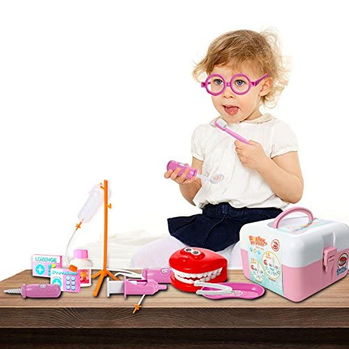 Thinkmax Dentist Kit For Kids, 15 Pcs Kids Pretend Dentist Playset Toys Dentist Medical Role Play Educational Toy Doctor Playset For Girls Boys And Toddlers(Pink) #TOP4