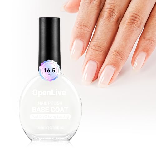 OpenLive Base Coat Nail Polish Sheer Tinted Nude, Regular Nail Polish Enhances Natural Look, Quick Air Dry for Women Salon DIY Nail Art 16.5ml