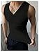 OYOANGLE Men's V Neck Tank Top Slim Fitted Workout Gym Sleeveless Muscle Shirts Summer Undershirts Black Small