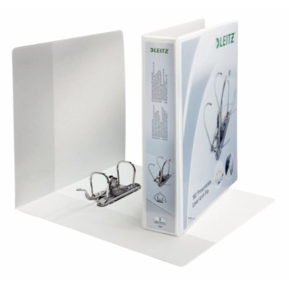 Leitz 42260001 Ordner Präsentation 180°, mit Taschen, A4, schmal, weiss