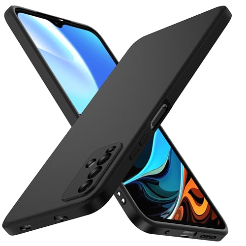 ivoler Silikon Hülle für Xiaomi Redmi 9T mit Kameraschutz, Ultra Dünne Weiche Stoßfest Schutzhülle Flexible TPU Matte Schwarz Handyhülle Kratzfest Case Cover