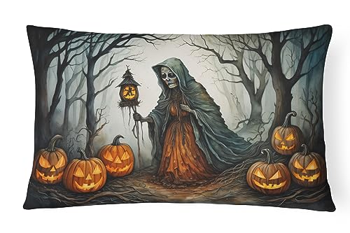 Caroline's Treasures DAC2278PW1216 The Weeping Woman Spooky Halloween Throw Pillow Machine Washable, Indoor Outdoor Decorative Pillow for Couch, Bed or Patio, 12HX16W