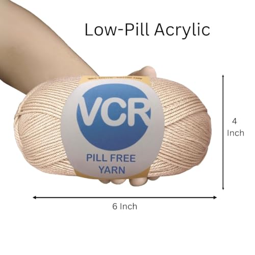 Image of VCR Linen Yarn, Pill-Free Soft Knitting Yarn, 100 Grams Hank, 263 Meters Length, Low-Pill Acrylic Yarn, Soft Crosia Threads, Pack of 1, Suitable for Beanies, Caps and Gloves